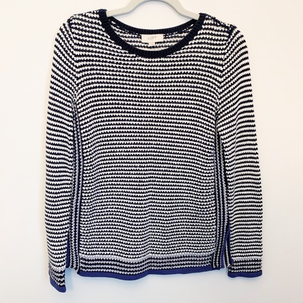 Loft Striped Open Knit Sweater Women’s S